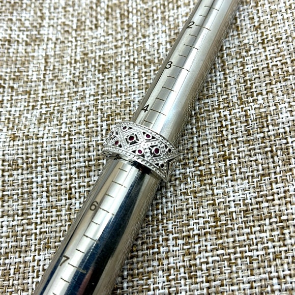 💍 Vintage 925 Silver Filigree Ring - Ruby/Garnet, Size 5, Korea - Picture 9 of 15